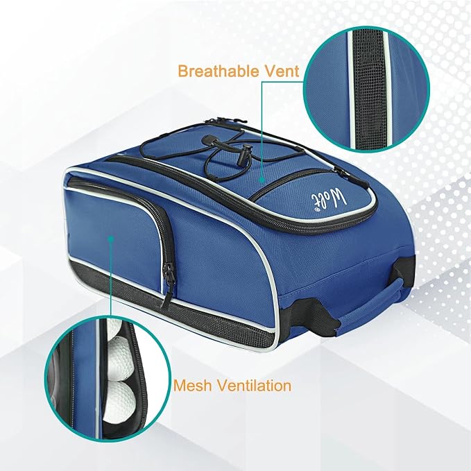 Wolt |Golf Shoe Bag for Travel- Zippered Shoes Carrier Bags with Ventilation & Double Outside Accessory Pocket for Socks, Tees, Golf Balls, Etc. for Women and Men (DarkBlue) - Image 5