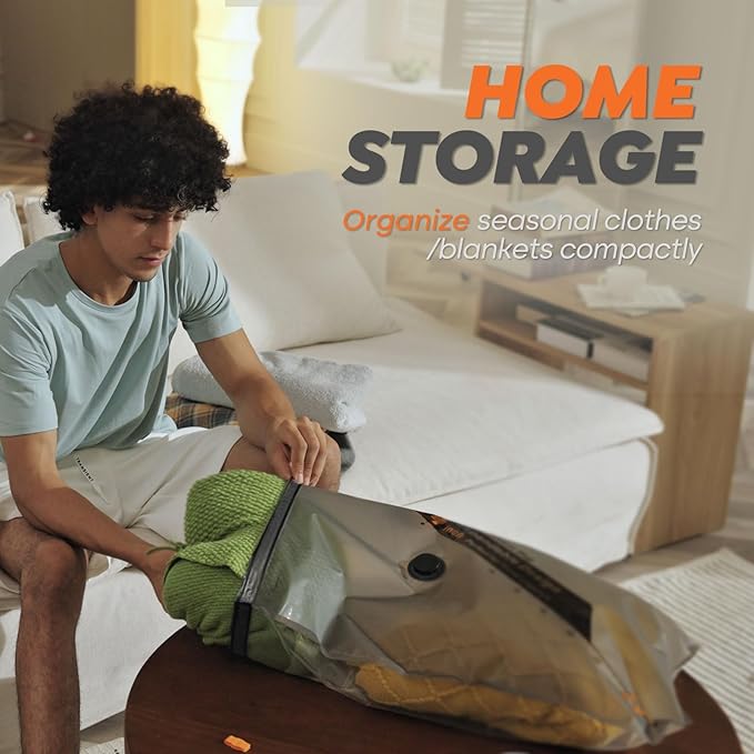 Rechargeable Wireless Pump Travel Storage Bags Set - 15 Pack Medium Size Vacuum Bags for Travel & Home, Space-Saving Compression Packing for Clothes, Blankets & Bedding