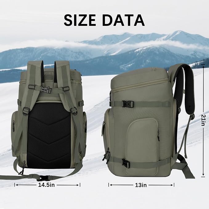 65L Waterproof Ski Boot Bag, Heavy Duty Snowboard Backpack for Helmet Goggles Gear, Air Travel Winter Sports Bag - Image 4