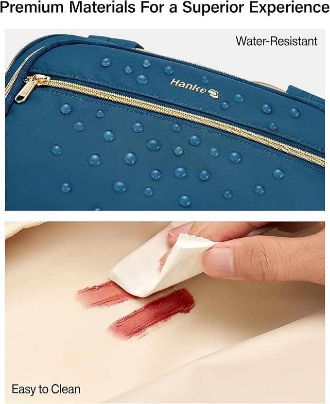 Hanke Travel Toiletry Bag, Lightweight Wide-open Large Toiletry Bags for Women, Dual-Layer Makeup Bag Water-Resistant Cosmetic Travel Bag with Handle for Accessories, Essentials, Navy Blue - Image 8