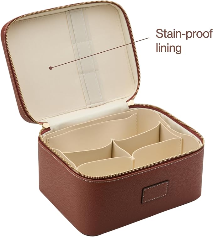 ETOILE - Vanity Case Ginger Brown - Stylish Travel Makeup Bag Organizer with Dividers - Image 6