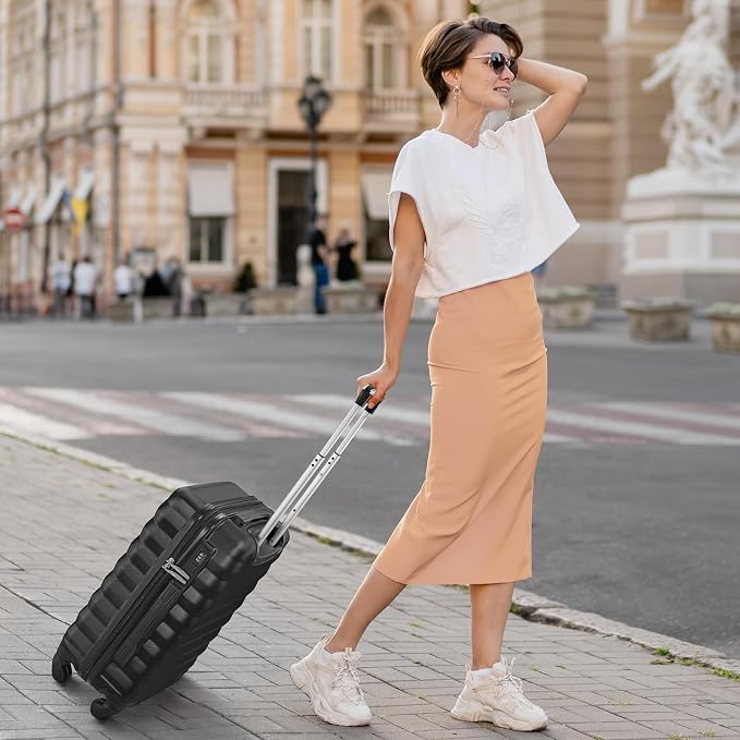 3 Piece Luggage Sets ABS Hardshell Suitcase with Spinner Wheels with 6PC Packing Bags(20/24/28inch) - Image 9