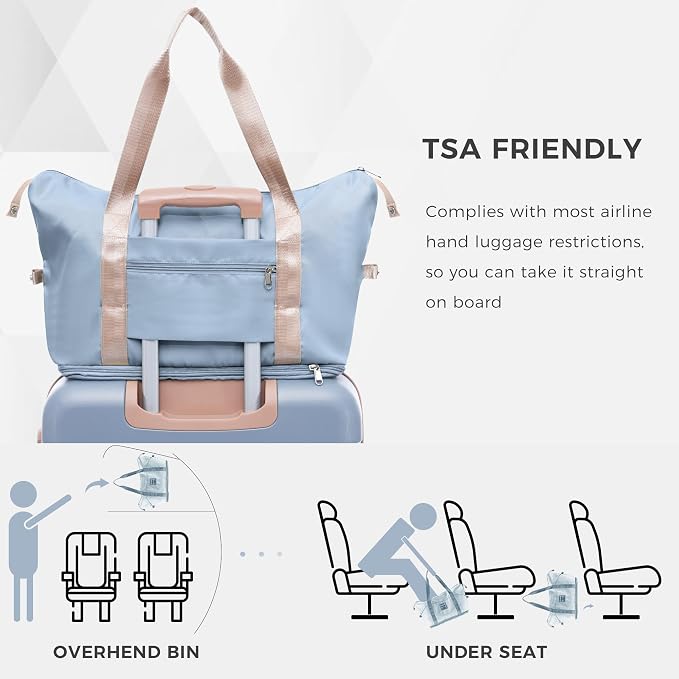 4-Piece Luggage Set, Suitcase with TSA Lock Travel Duffel Bag Wet-Dry Toiletry Bag, Blue - Image 4