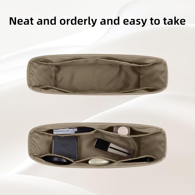 DGAZ Purse Organizer Insert Fits Neverfullbag BB/PM/MM/GM，Silk Bag Organizer，Luxury Handbag & Tote Shaper(Gris tourterelle,BB) - Image 5