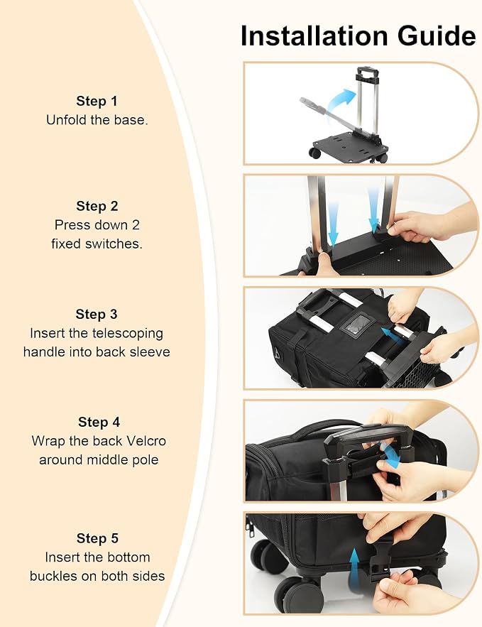 Relavel Rolling Makeup Case, Professional Makeup Artist Set Bag Cosmetic Organizer with 4 Clear Bags & Adjustable Dividers, Large Capacity Travel Train Case, Black - Image 8