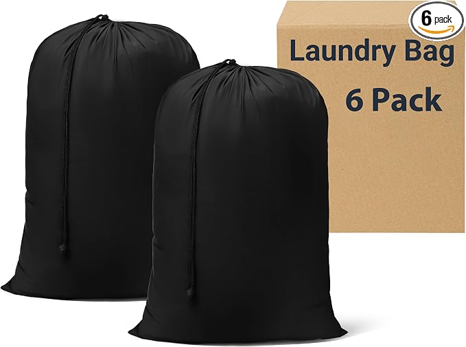 ZPECC Bulk Travel Laundry Bag,Extra Large Heavy Duty Laundry Bags 6 Pack,Washable Dirty Clothes Organizer for Commercial College Dorm Hotel Camping and Home Storage 30x40(Black) by ZPECC-ABrandThatHasBeenFocusedOnBeddingFor20Years