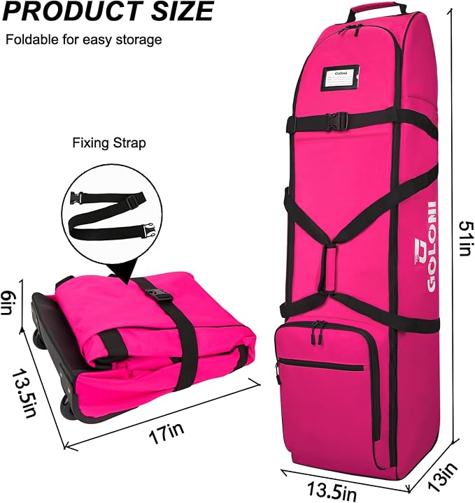 Goloni Golf Travel Bag with Wheels, Airline Golf Travel Case, Padded Rolling Golf Bag with Shoe Compartment - Image 5