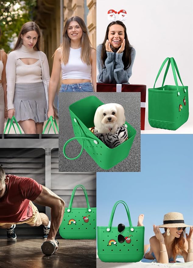 Baonat Beach Bag Rubber Tote Bag - Waterproof Travel Bag for Women Washable Tote Bag Handbag for Sports Beach Market Pool - Image 2