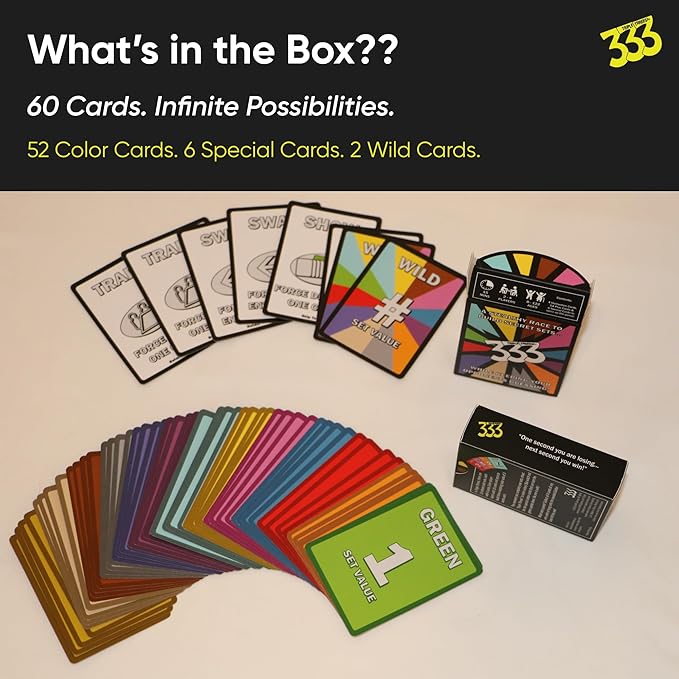 (333) Launch Edition – Unstoppable & Engaging Family Card Game of Strategy & Surprise, Logical Reasoning Play, Easy & Fun to Learn for Kids, Travel Ready, Great Gift Idea, 2+ Players