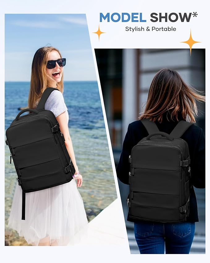 coofay Travel Backpack For Women Men Airline Approved Carry On Backpack Flight Approved Waterproof Sports Luggage Backpack Casual Daypack Small Hiking Backpacks Black Backpacks - Image 3