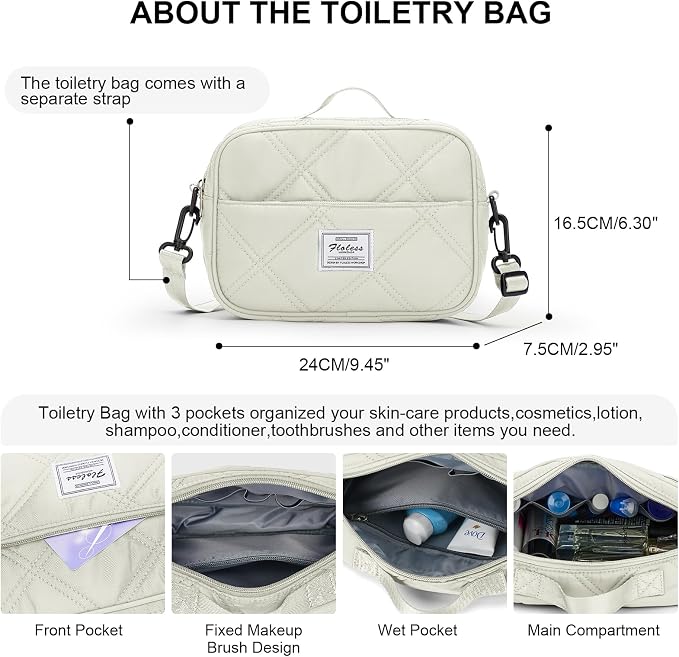 Weekender Bags for Women, Travel Duffel Bag with Shoes Compartment | Overnight Bag with Toiletry Bag, Carry on Personal Item Bag for Travel Business Trips Sport Hospital,Quilted Travel Bag Set - Image 7