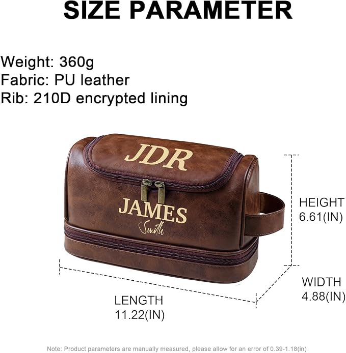Personalized Leather Toiletry Bag, Brown, Three Layer Structure, Waterproof, Customizable Name Engraving, Travel Organizer for Men, Multi-Occasion Gift (TSN201212) - Image 2