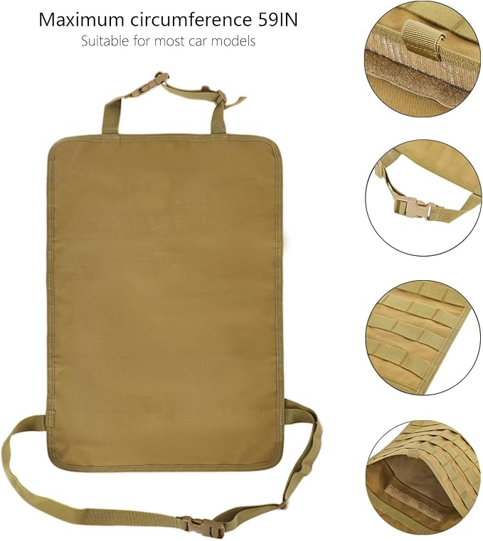 BXBXHD 6 Pack Tactical Truck Organizer Back Seat Storage Car Seat Storage Bag Molle Panels for vehicles, Car and SUV with Lots of Handy Compartments (Khaki) - Image 6