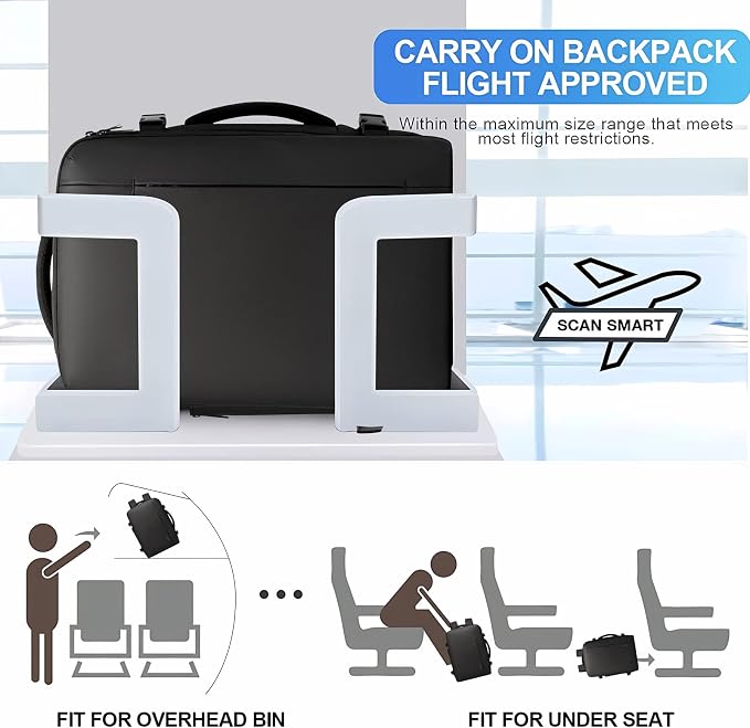 BANGE 35L Men's Expandable Laptop Backpack for 17.3Inch Laptop, Carry On Backpack Fits Under Seat Airline Approved, Personal Item Travel Bag for Men… - Image 5