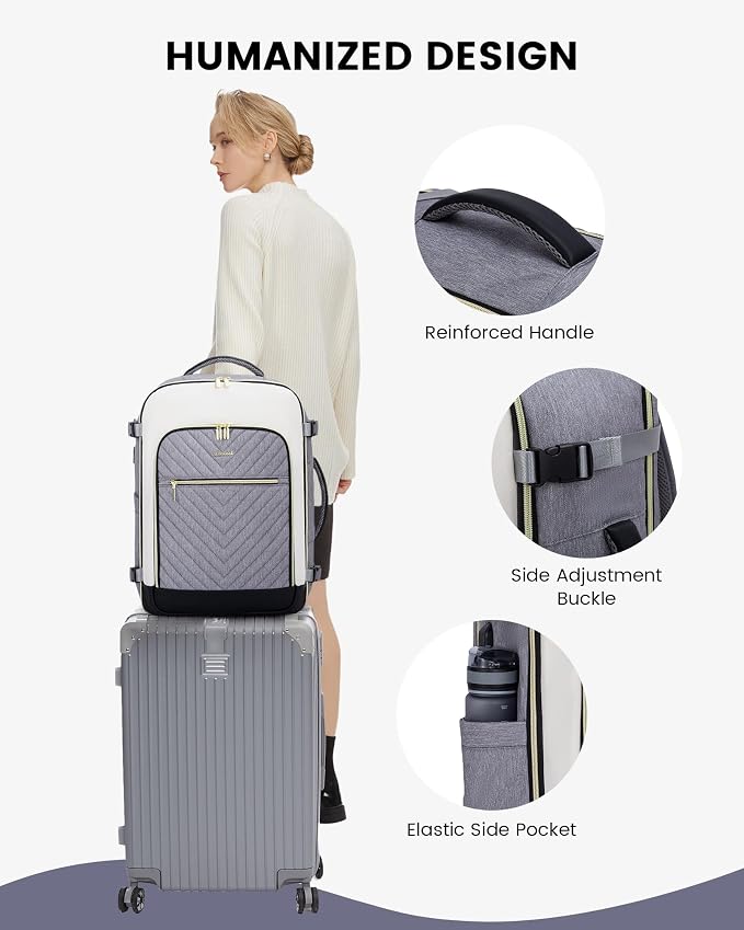 LOVEVOOK Large Travel Backpack for Women, TSA Carry on Backpack for Airplanes, 40L Personal Item Travel Bag for Women fits 17" Laptop,Waterproof Carry on Bag Airplane Approved with 3 Packing Cubes - Image 8