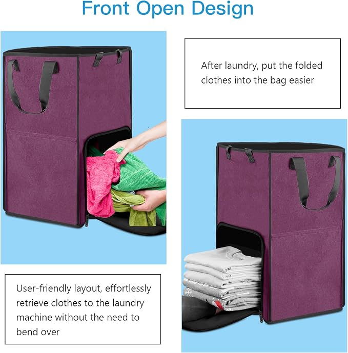 Bukere Laundry Tote Basket, Laundry Backpack Bag for Guys Girls Boys, Collapsible Laundry Hamper for College Dorm Essentials, Portable Laundry Bag for Nursery, Bathroom, Bedroom, Swimming Pool - Image 5