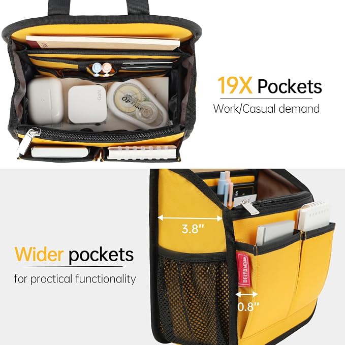 Mini Premium Rugged Backpack Purse Organizer Insert for Women Fashion Small Backpack-19 Pockets,Padded Water-repellent Nylon-Yellow - Image 2