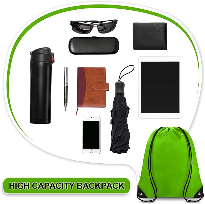 Grneric Drawstring Bags Bulk 14 Pcs Drawstring Backpack Bulk Cinch Bag Sackpack for Men Women Gym (Green) - Image 4