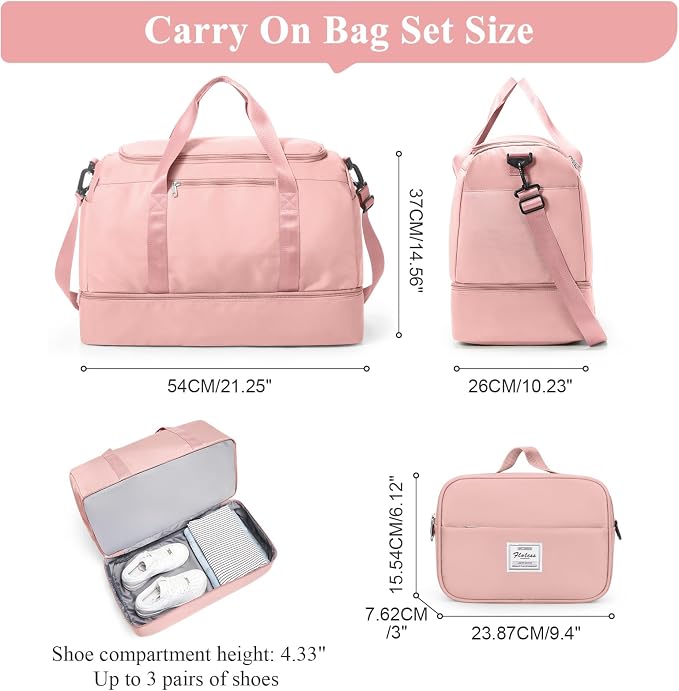 Extra Large Travel Duffel Bag, Carry-On Weekender Bags for Women Travel | Overnight Weekend Bag with Shoes Compartment for Travel Business Trips Sport Hospital, Toiletry Bag Included - Image 4