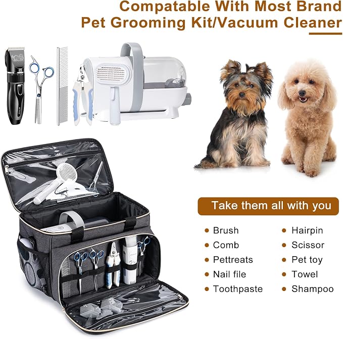 Dog Grooming Vacuum Bag, Pet Grooming Kit Bag Perfect for Dog Hair Vacuum & Grooming Tool Kit Accessories- Grey - Image 4