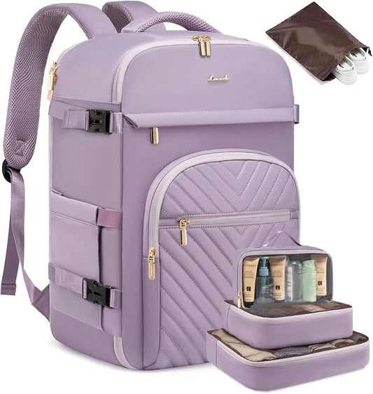 LOVEVOOK Large Travel Backpack for Women, TSA Carry on Backpack for Airplanes, 40L Personal Item Travel Bag fits 17" Laptop, Waterproof Carry on Bag Flight Approved with 4 Packing Cubes by LOVEVOOK