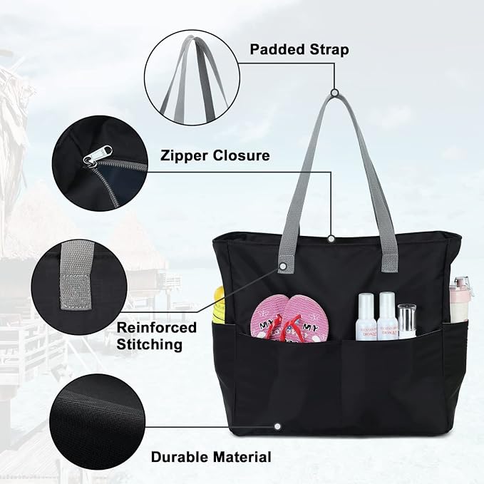 Bluboon Waterproof Beach Tote Pool Bags for Women Ladies Extra Large Carry On Bag With Wet Compartment for Weekender Travel - Image 8