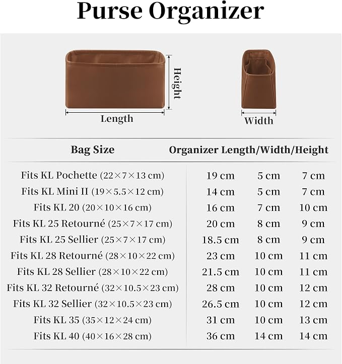 Women's Purse Organizer Insert - Satin & Lightweight Fabric with Inside Pockets, Portable for Commute, Travel, Shopping, and Evening, Multicolor Options, Fits for Kelly 32(Gold, KL32 Retourné) - Image 9