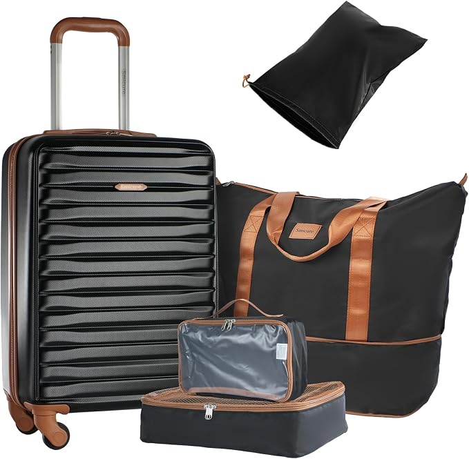 3 Piece ABS+PC Luggage Set, Carry On with Spinner & Duffle | 20" Carry-On + Waterproof Underseat Duffel + Toiletry Bag. 360° Spinner Wheels,Fits Overhead Bins,For Business & Travel by Unknown