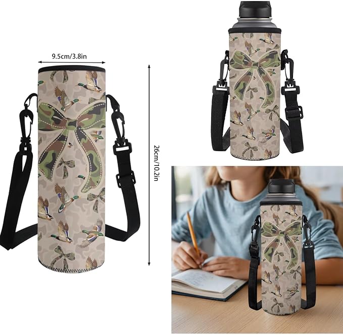 Camo Duck Bow Kids Backpack Set 4Pcs, 17 Inch School Bag | Lunch Bag, Pencil Case and Water Bottle Holder, Multi-Pocket Design, Durable, for Elementary Middle School Daily Carry - Image 7