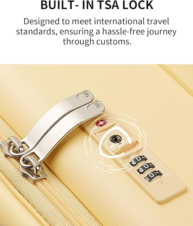 Expandable Top Open 24 Inch Checked Luggage with Spinner Wheels, Large Suitcase with TSA Lock, Hardside Travel Luggage Suitcases for Men Women, for 14+Days Travel, Cheese Yellow - Image 10