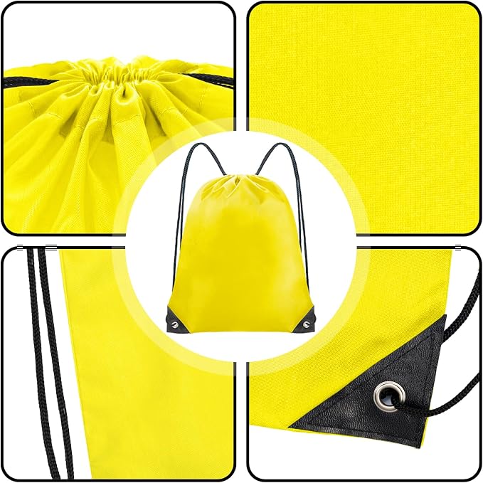 Grneric Drawstring Bags Bulk 14 Pcs Drawstring Backpack Bulk Cinch Bag Sackpack for Men Women Gym (Yellow) - Image 3