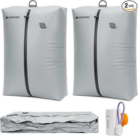 Upgraded Vacuum Bag for Travel, Professional IPX8 Waterproof Reusable Vacuum Compression Bags for Travel Suitcases, Durable Space Saver Bag by YEEKORO