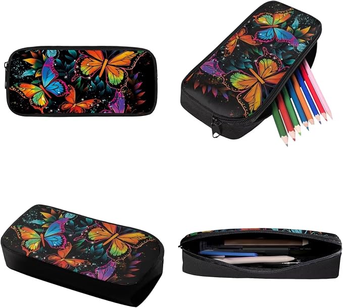 Retro Gradient Dragonfly Print Backpack Set 17 Inch Bookbag Lunch Box Pencil Case Large Capacity Travel Laptop Backpacks Fashion Rucksack Casual Daypack with Ergonomic Straps - Image 6
