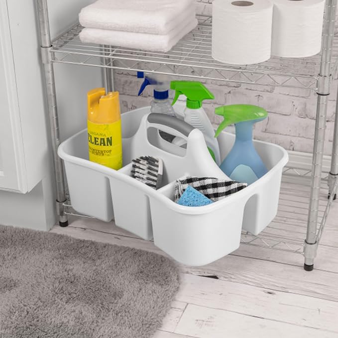 Sterilite 6-Pack Divided Ultra Caddy, Portable Plastic Storage Organizer for Bathroom - Large Organization Holder and Container for Sink, Laundry, and Kitchen Cleaning Supplies - Image 8