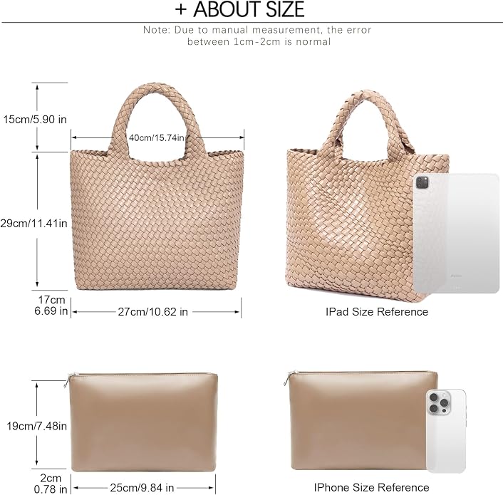 JINMANXUE Fashion Woven Bag Shopper Bag Travel Handbags and Purses Women Tote Bag Large Capacity Shoulder Bags - Image 4