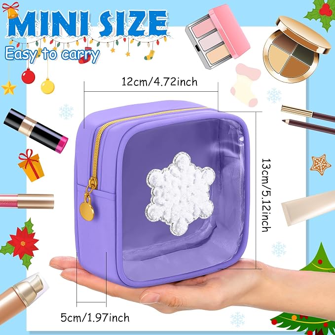 Abbylike Christmas Preppy Patch Makeup Bags Bulk Holiday Makeup Bag Skincare Pouch Xmas Zipper Cosmetic Pouch Preppy Thing for Travel Christmas Women Gift(Colorful) - Image 2