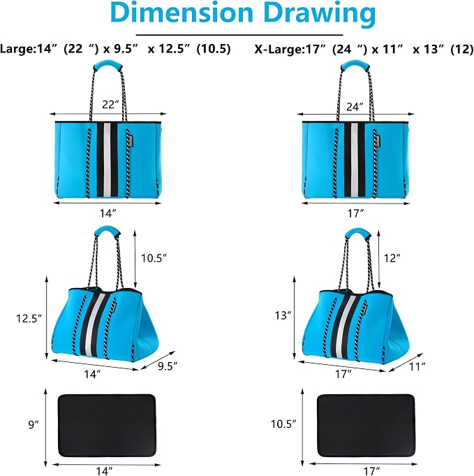 QOGiR Neoprene Multipurpose Beach Bag Tote with Inner Zipper Pocket … … … … - Image 3