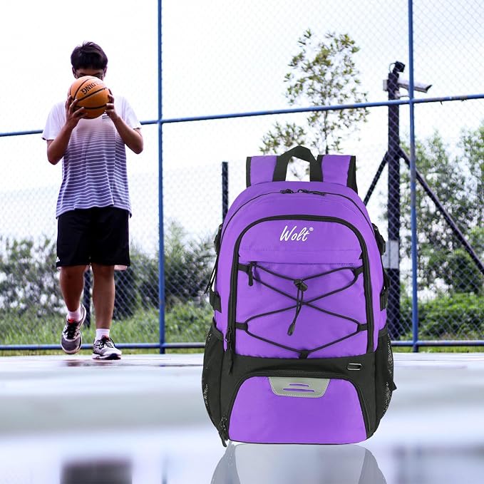 WOLT Basketball Backpack Large Sports Bag with Separate Ball Holder & Shoes Compartment, Best for Basketball, Soccer,Gym - Image 6