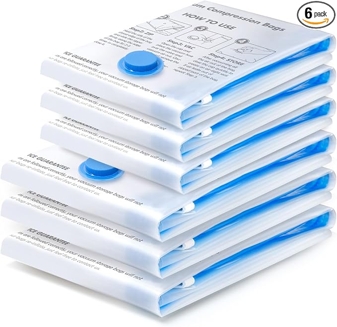 BoxLegend Vacuum Bag 6 Pieces, 3L*80x60cm +3S*60x40cm,Vacuum Storage Bag Travel Vacuum Reusable Garment Bag for Clothing Duvets Bed Wash Pillow Wool Blankets by BoxLegend