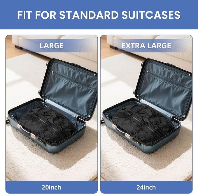 BAGAIL TPU Vacuum Bag for Travel, Reusable Compression Bag with IPX8 Waterproof Zipper, Save Space for Suitcase, Backpack and Carry on (Jet Black, ExtraLarge, With Pump) - Image 7