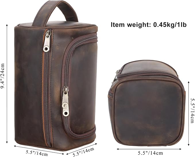 TIDING Mens Leather Hanging Toiletry Bag Travel Shaving Kit Portable Makeup Cosmetic Organizer Wash Case - Image 5