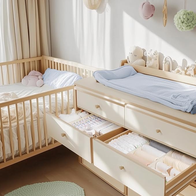Criusia Drawer Organizer Clothes, 21 Pack Dresser Organizer for Baby Clothes, Underwear, Sock - Foldable Closet Organization and Storage Dividers Bins for Nursery, Bedroom (Beige) - Image 6