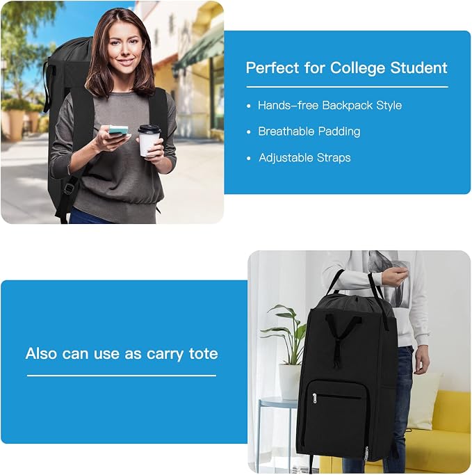 Laundry Backpack Bag, Bukere Extra Large 2 in 1 Laundry Hamper Basket for College Students Dorm Essentials, Adjustable Shoulder Straps, Freestanding Laundry Bag - Image 3