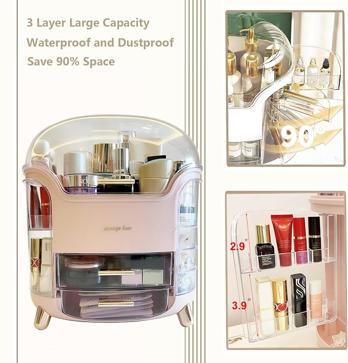 Omeily Upgrade Large Makeup Organizer Countertop Vanity Organizer Cosmetic Organizer Makeup Storage Box Bathroom Counter Organizer Perfume Skincare Organizers Gift Women Clear Design Easy Visibility - Image 3
