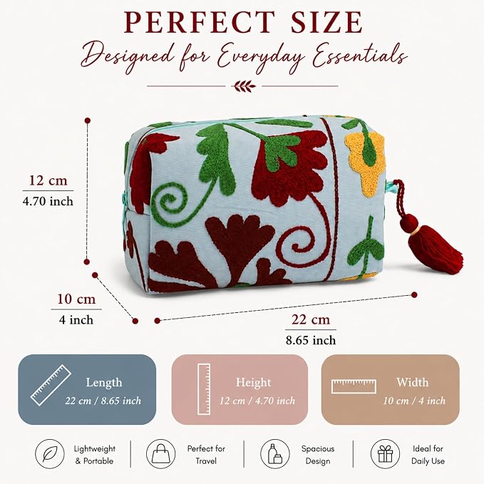 Huar Travel Makeup Bag- Large Capacity Cosmetic Bags for Women - Water Resistance Lining Portable Pouch & Open Toiletry Bag - Perfect Girls Makeup Organizer for Travel Essentials (Sky Blue) - Image 6
