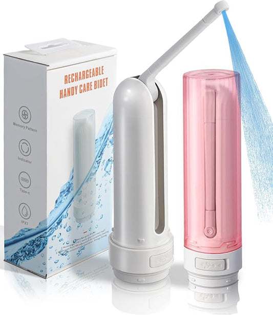 Rechargeable Electric Handheld Portable Bidet for Travel,Personal Hygiene Sprayer Bottle Buddy for Women & Men,Mobile Bidets for Toilet,High Pressure Foldable Compact USB-C Battery Powered (Pink)