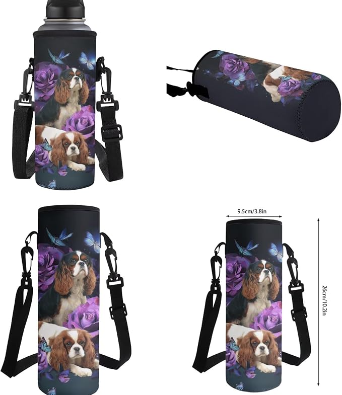 Cavalier King Charles Spaniel Dog Backpack with Lunch Box Kids Girls 6-8 Kids Elementary School Bookbag Lunch Bag Pencil Case Water Bottle Holder Butterfly Rose Back Pack Toodler Back Pack - Image 7