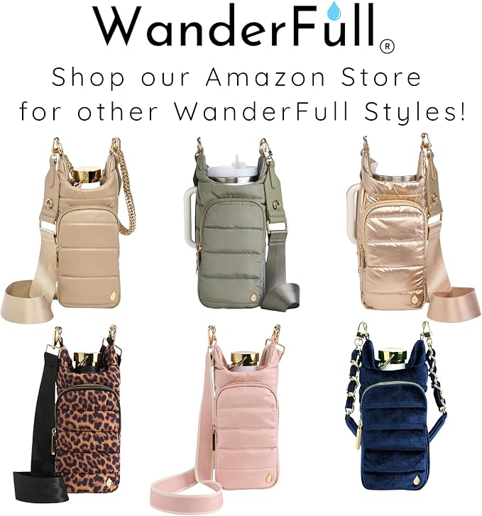 WanderFull HydroBag Handle®, Vegan Leather Hands-Free Crossbody 40 Oz Water Bottle Carrier w/Strap Bundle - Image 9