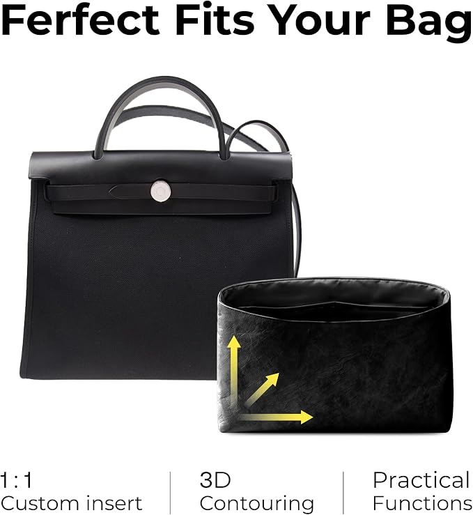Purse Organizer Insert for HERMES Herbag 31 Handbag,Custom Fit Inside Premium Matte Black Lightweight WaterResistant Tote Bag Insert with Cup Holder Accessories - Image 3