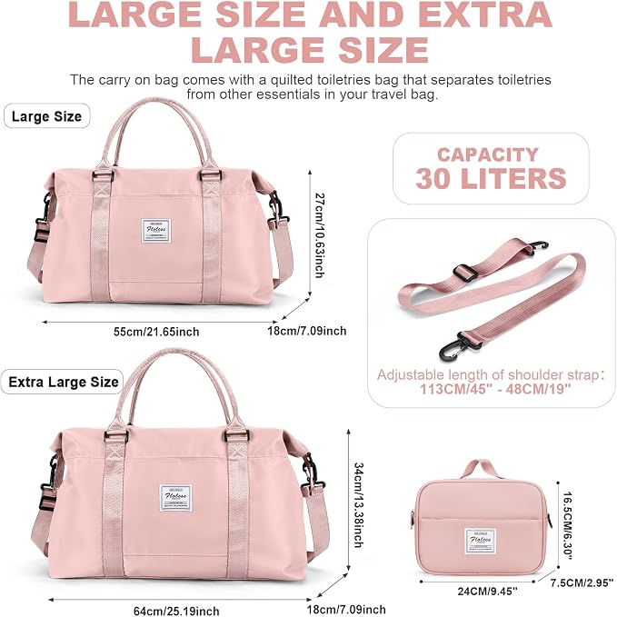 Travel Duffel Bag, Carry On Overnight Weekender Bags for Women | Travel Bag with Wet Pocket & Trolley Sleeve, For Spirit Airlines 18x14x8 Personal Item Bag - Image 2